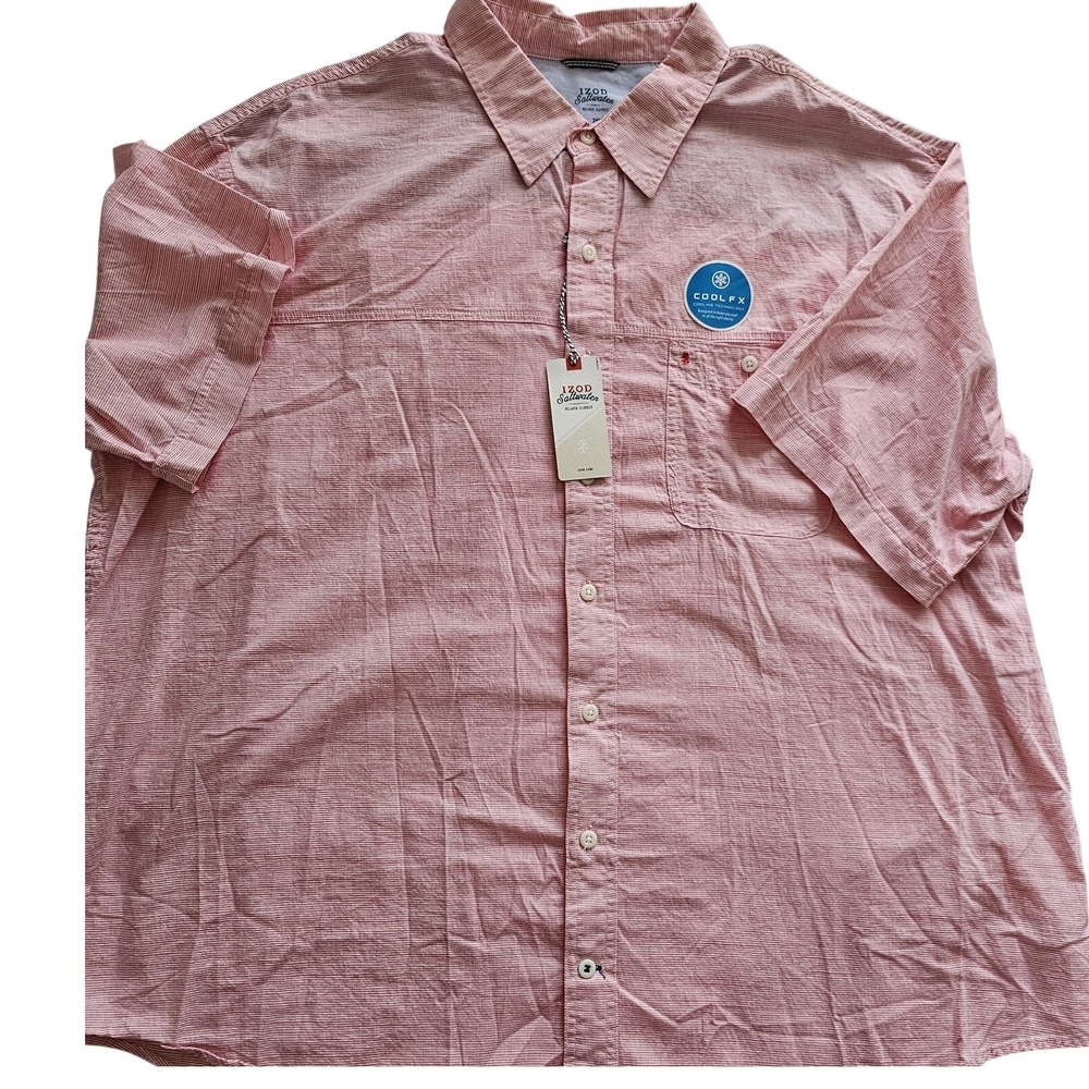 Izod SALTWATER Pink Stripe Short Sleeve, Cool Fx, NwT 3xl